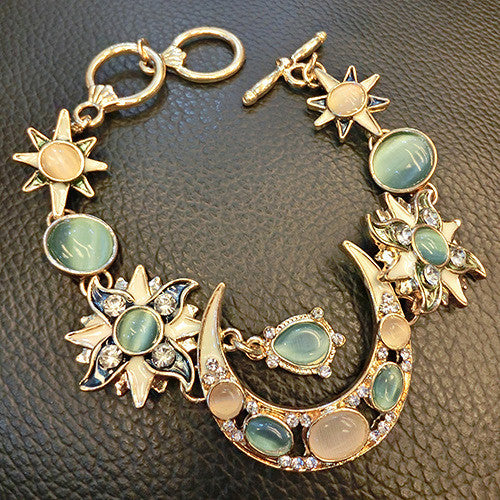 Colorful Sun, Moon, and Stars Opal Bracelet For Women