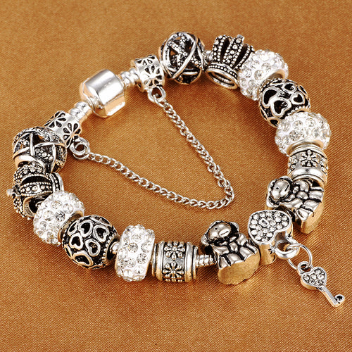 Silver Beads Charm Bracelet for Women