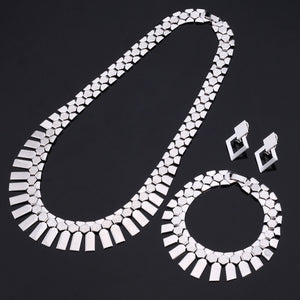 Three Piece Statement Jewelry Set (Earrings, Bracelet, and Necklace)