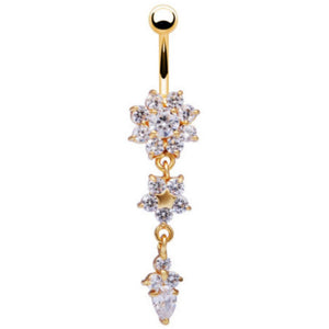 Crystal Flowers Shaped Belly Button Ring