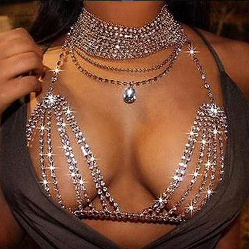 Rhinestone Bra Chain/Rhinestone Statement Necklace for Women